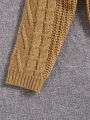 Teen Girls' Asymmetrical Neckline Twisted Knit Sweater