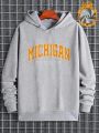 Men Letter Graphic Thermal Lined Drawstring Hoodie