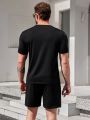 Men's Letter Printed Short Sleeve T-shirt And Shorts Casual 2pcs/set