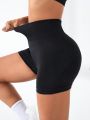 Seamless Yoga Shorts, High Waist Tummy Control, Textured Fabric, Suitable For Yoga, Cycling And Daily Wear