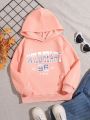 Girls' Hooded Sweatshirt With Floral Print Design, Sports Style