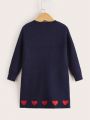 Toddler Girls' Love Heart Pattern Sweater Dress