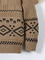 Baby Boy'S Geometric Pattern Round Neck Sweater
