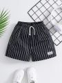 SHEIN Kids EVRYDAY 1pc Young Boy's Casual Striped Shorts For Summer