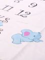 Newborn Photography Letter & Cartoon Elephant Graphic Blanket & 2pcs Accessories