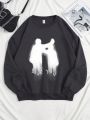 Girls' Character And Letter Print Round Neck Sweatshirt For Big Kids