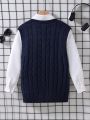 Solid Color Sleeveless Cardigan Vest For Teenage Boys