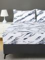2/3pcs Fitted Sheet Sets With 90g Polyester Flannel Material And Marble Print Pattern, Include 1 Fitted Sheet And 1/2 Pillowcases