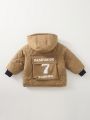 Toddler Boys' Hooded Jacket With Oblique Pocket, Long Sleeves, For Autumn/winter