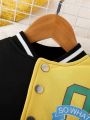 Baby Girl Letter Graphic Colorblock Varsity Jacket