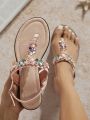 Women's Fashion Wedge Heel Thick Sole Sandals With Rhinestone