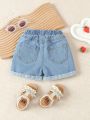 Baby Girls' Strawberry Embroidered Denim Shorts