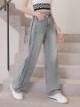 Teenage Girls' Casual Vintage Style Straight Leg Jeans With Washed Look