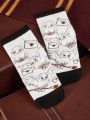 HARRY POTTER X SHEIN Short Socks 2 Pairs, Breathable & Soft & Comfortable, Suitable For Winter