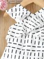 Baby Girls' Striped Print Romper With Ruffled Hem