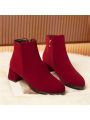 Women's Fashionable Suede-look Minimalist Classic Boots With Side Zipper