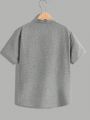 SHEIN Kids EVRYDAY 3pcs Tween Boys' Loose Fit Casual Stand Collar Woven Short Sleeve Shirt Set