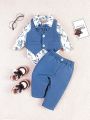 Baby Boys' Handsome Gentleman Suit Vest, Long Sleeve Shirt And Pants Set For Autumn And Winter
