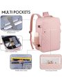 Large Travel Backpack Women, Approved Carry On Backpack, Water Resistant Anti-Theft Large Casual Daypack Fit 17 Inch Laptop with USB Charging Port, Pink