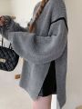 DAZY Women'S Drop Shoulder Long Sleeve High-Low Hem Sweater