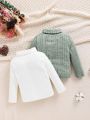 SHEIN Baby Boy High-Neck Knitted Casual Top 2pcs Set