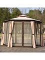 Merax 11.8 Ft. W x 11.8 Ft. D Patio Outdoor Gazebo, Double Roof Soft Canopy Garden Backyard Gazebo with Mosquito Netting Suitable for Lawn, Garden, Backyard and Deck