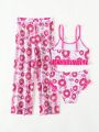 Toddler Girls' Doughnut Printed Two-piece Bikini Swimsuit Set