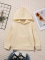 Little Girls' Casual Fleece Hooded Long Sleeve Sweatshirt With Back Letter Print For Winter