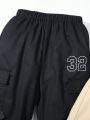 SHEIN 2pcs/Settoddler Boys' Athletic Slim-Fit Jogger Pants, Autumn