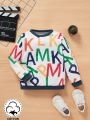 Spring Baby Boys' Cute Casual Sports Sweatshirt With Fun Letter Pattern
