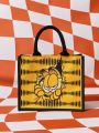 GARFIELD X SHEIN Cartoon Cat Print Yellow Ladies' Handbag