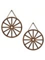 2pcs Wall Hanging Vintage Wooden Wheel Hanging 11in Pendant Wall Decoration For Home Wall Bar Decor Art Craft