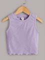 SHEIN Kids EVRYDAY Girls' Sleeveless Tank Top In Pure Color For Leisure And Comfort