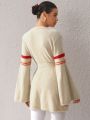 S Essence Women'S Striped Bell Sleeve Sweater