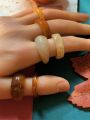 6pcs/set Transparent Resin Ring Thick Circle Set Personalized Swirl Pattern Irregular Shape Finger Ring (hand-dyed Craft, The Pattern Of The Ring Is Not The Same, There Is Color Difference)