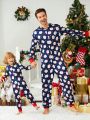 Men 1pc Christmas Print Half Zip Hooded Sleep Jumpsuit for Christmas