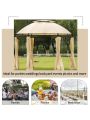 Merax Outdoor Gazebo Steel Fabric Round Soft Top Gazebo, Outdoor Patio Dome Gazebo with Removable Curtains