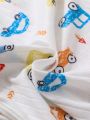 2pcs Toddler Boys' Toy Car Stripe Print Footed Romper Pajamas