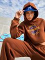 Street Sport Women's Hooded Sportswear Set With Letter Prints