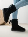 Women's Autumn/winter After Lace-up Knit Mid-calf Snow Boots, Stylish & Warm