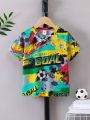 SHEIN Kids SPRTY Boys' (little) Soccer Ball & Letter Printed T-shirt