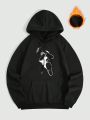 Manfinity LEGND Men'S Plus Size Ghost Face Print Hooded Fleece Sweatshirt With Drawstring