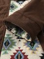 Manfinity Homme Men's Geometric Pattern Zipper Front Lapel Collar Jacket