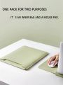 1pc Olive Green Pu Leather Laptop Sleeve For Apple Macbook Protective Inner Case Bag