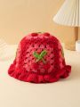 Y2k Fashion Crochet Cherry Knitted Bucket Hat