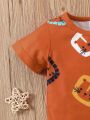 Baby Boy's Checkered Lion Printed T-Shirt And Shorts Set