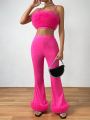 SHEIN BAE Women's Pink Camisole Top And Long Pants Set