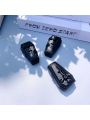 1pc Random Natural Obsidian Carved Coffin Shaped Ornament Suitable For Halloween Decoration