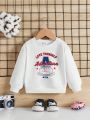SHEIN Unisex Baby Cartoon Pattern Round Neck Regular Sleeve Sweatshirt 2pcs/set