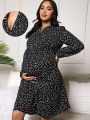 SHEIN Maternity Nursing Dress With Heart Print All Over